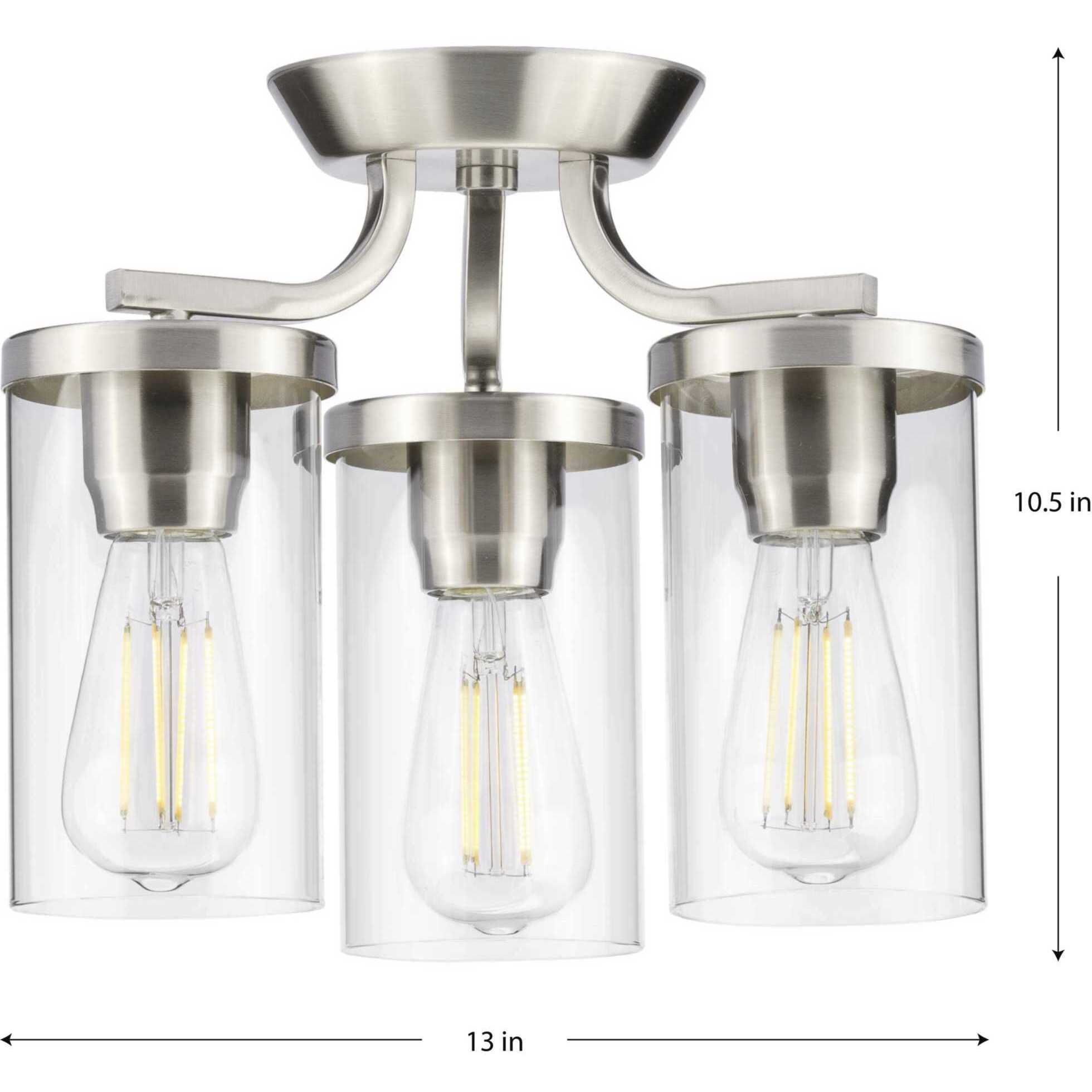 Lassiter 3 Light 13 inch Brushed Nickel Semi-Flush Mount Ceiling Light