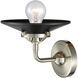 Nouveau Railroad LED 8 inch Brushed Satin Nickel Sconce Wall Light in Matte Black, Nouveau