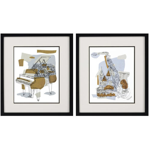 Rehearsal Brown and Blue and Gray Framed Art