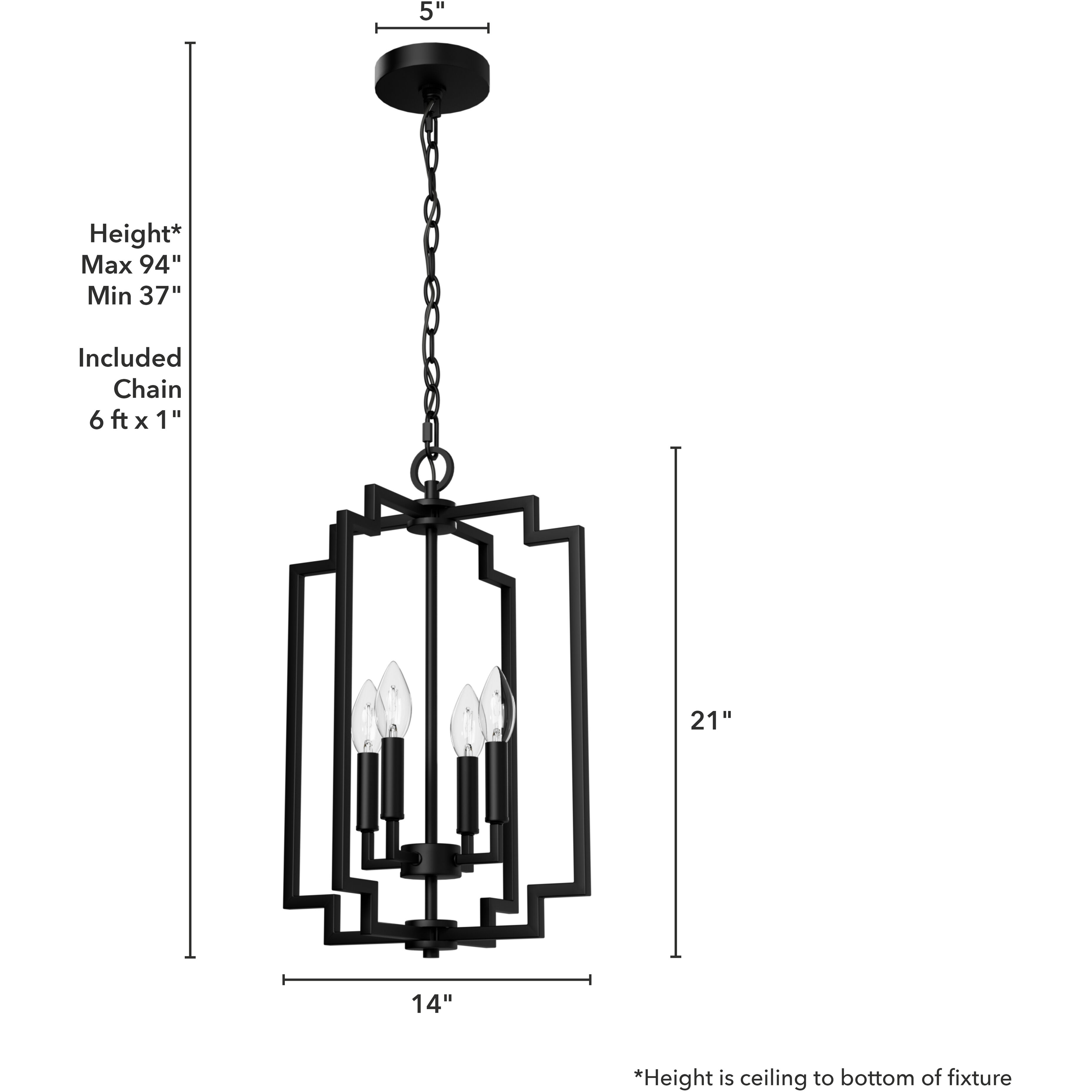 Zoanne 4 Light 14 inch Matte Black Pendant Ceiling Light