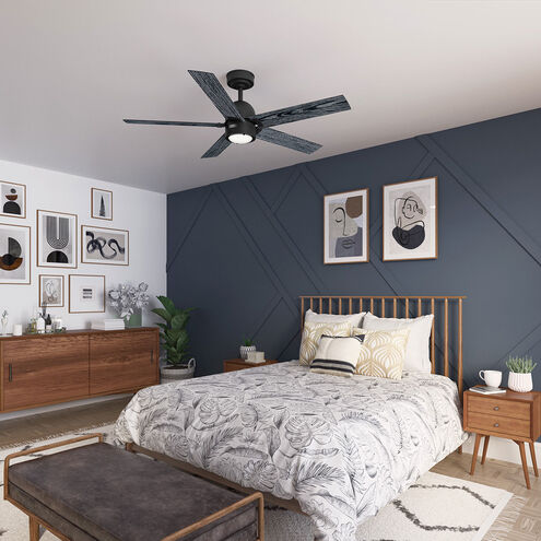 Erling 52 inch Matte Black with Salted Black/Matte Black Blades Ceiling Fan