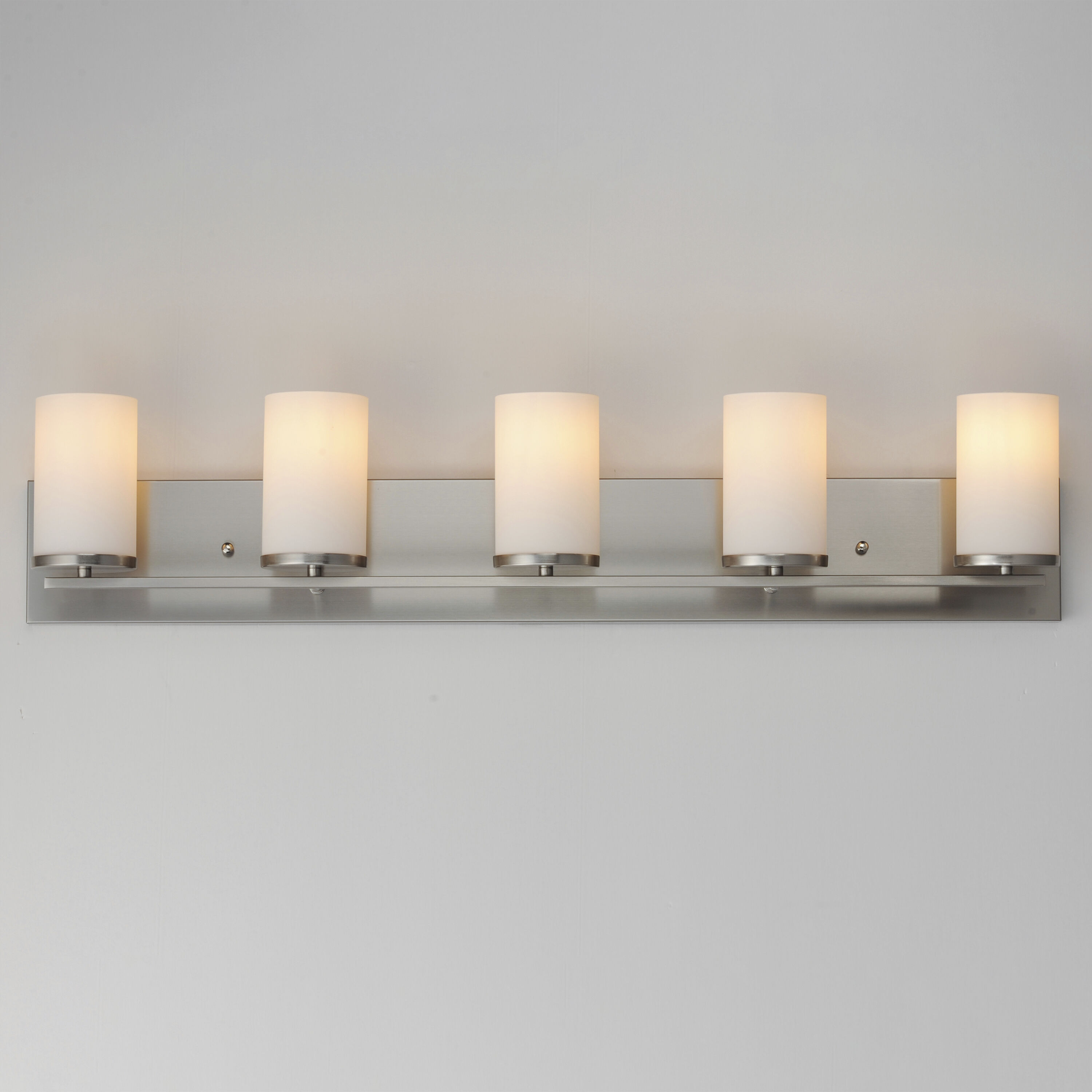 Lateral 5 Light 36 inch Satin Nickel Bath Vanity Wall Light in Satin White