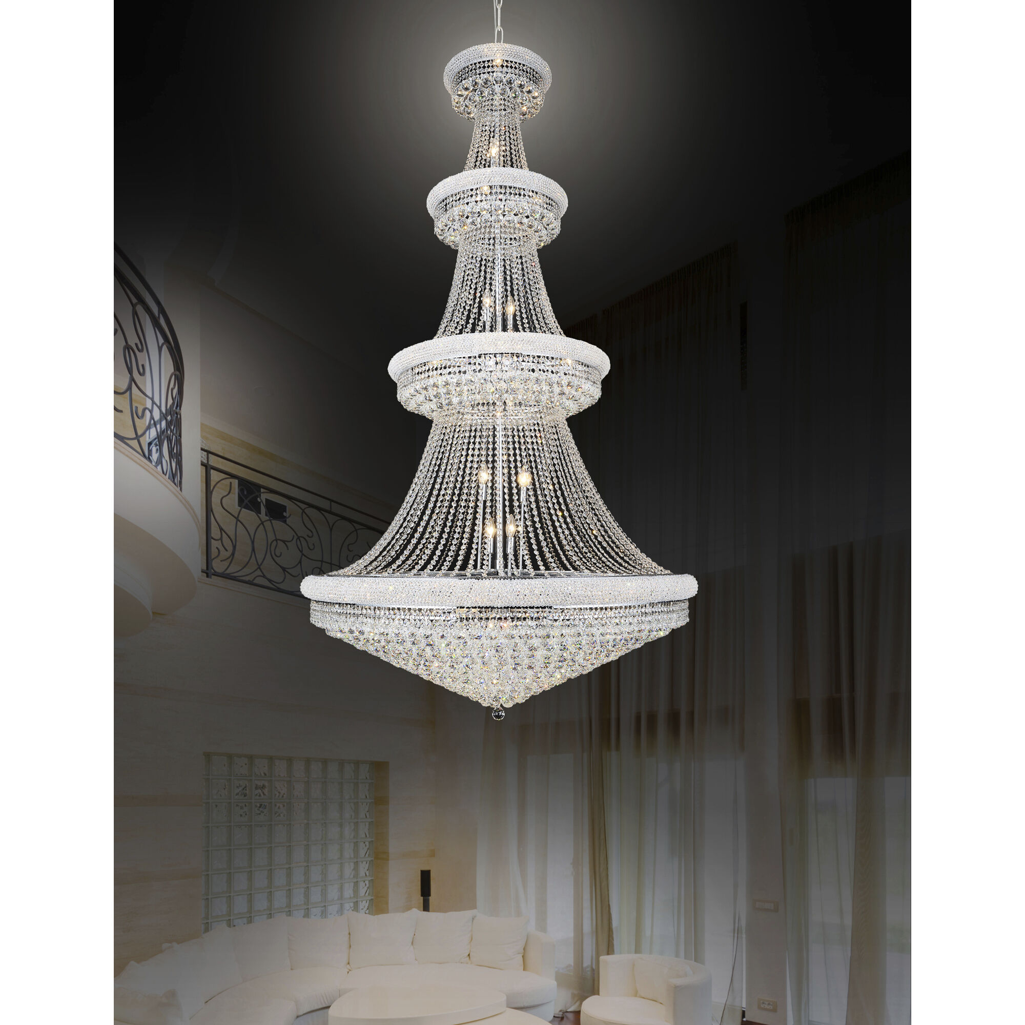 Empire 42 Light 50 inch Chrome Down Chandelier Ceiling Light
