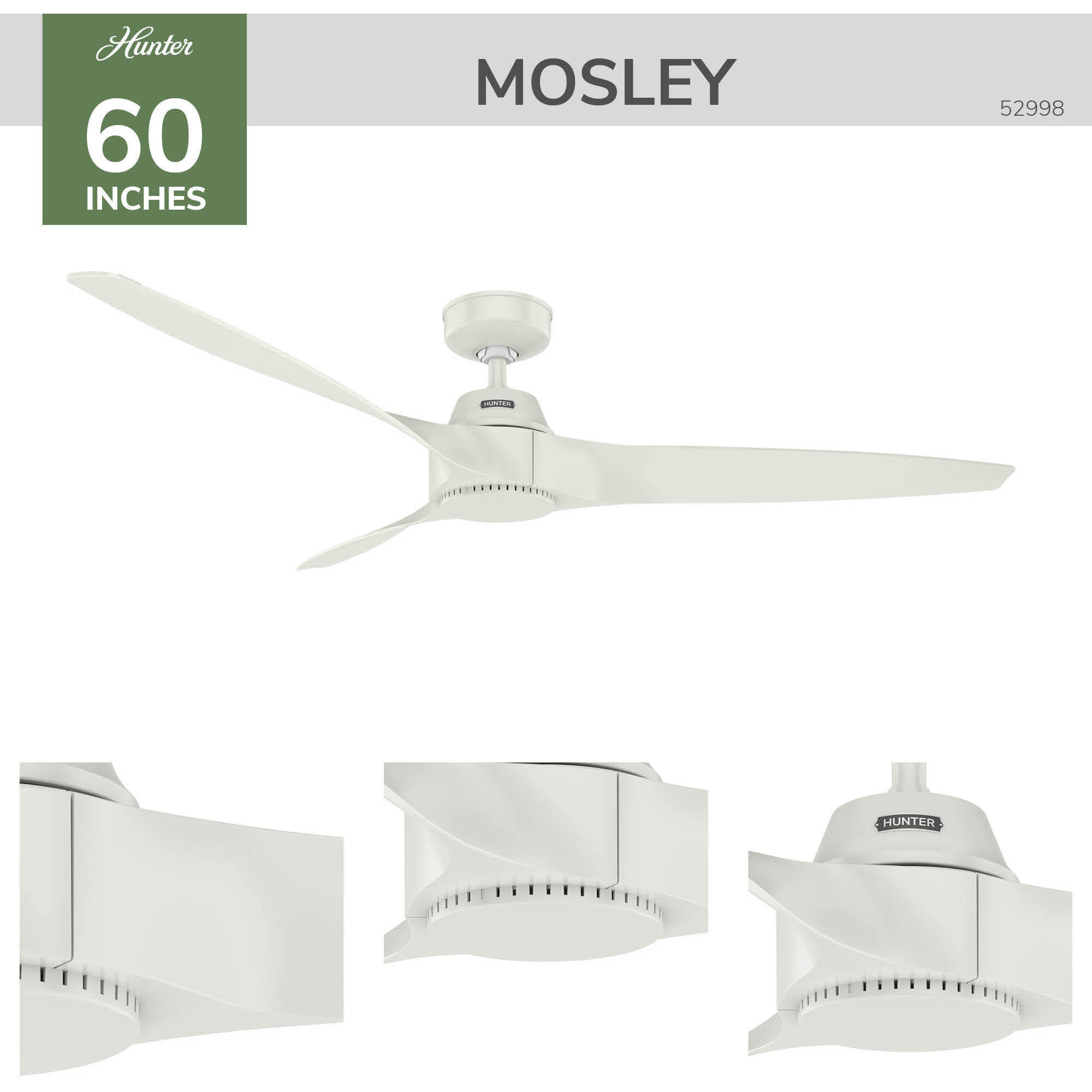 Mosley 60 inch Fresh White Outdoor Ceiling Fan