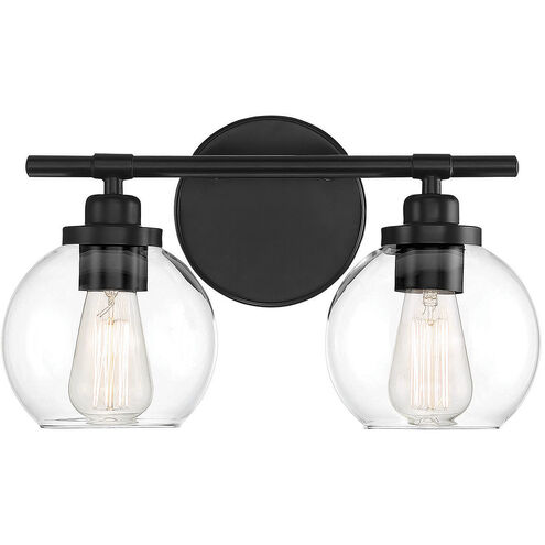 Carson 2 Light 14 inch Matte Black Bathroom Vanity Light Wall Light, Essentials