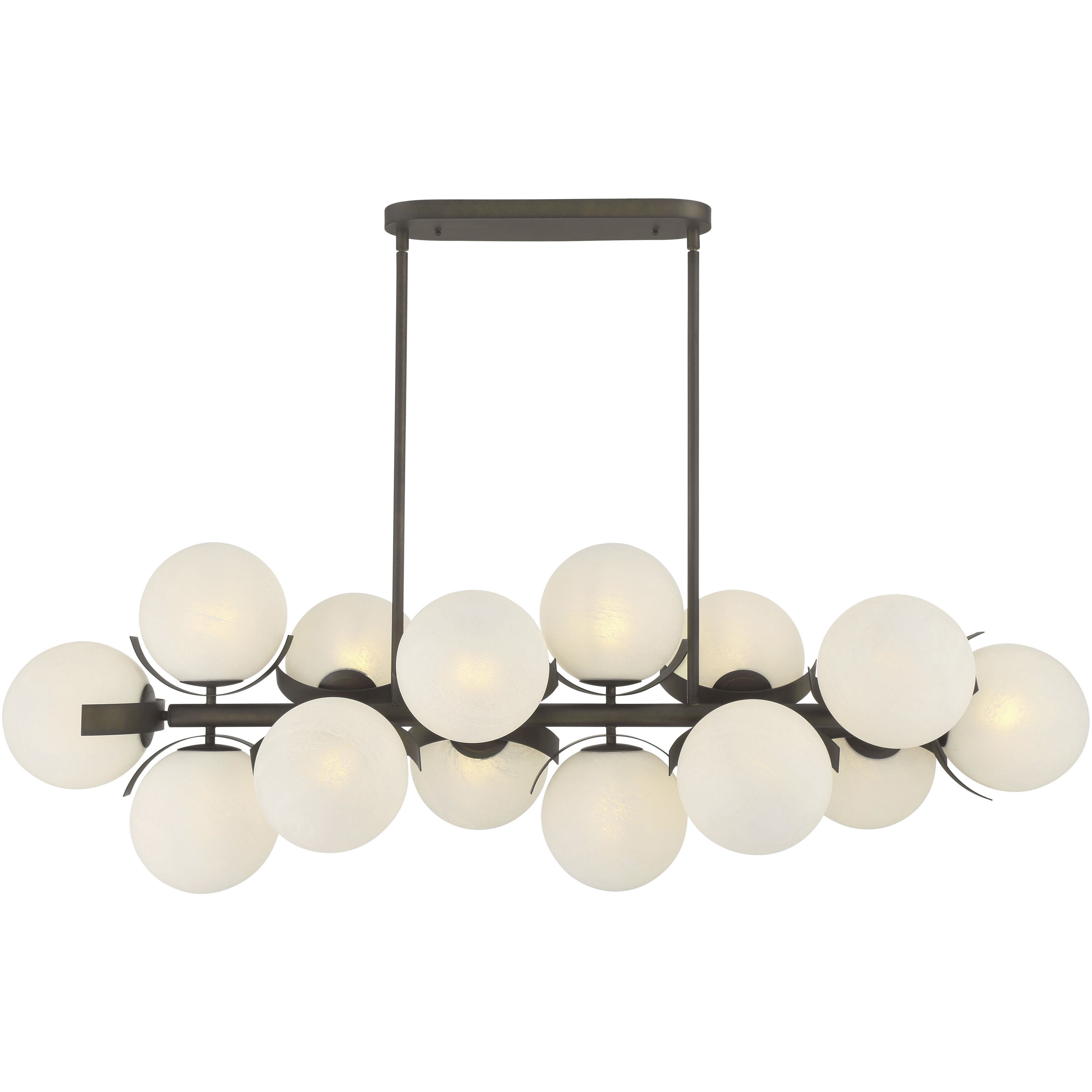 Vino Island Light Ceiling Light in Dark Bronze, White Etched Alabaster Glass