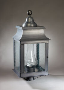 Concord 1 Light 28 inch Dark Brass Post Lantern in Clear Seedy Glass, Chimney, Medium