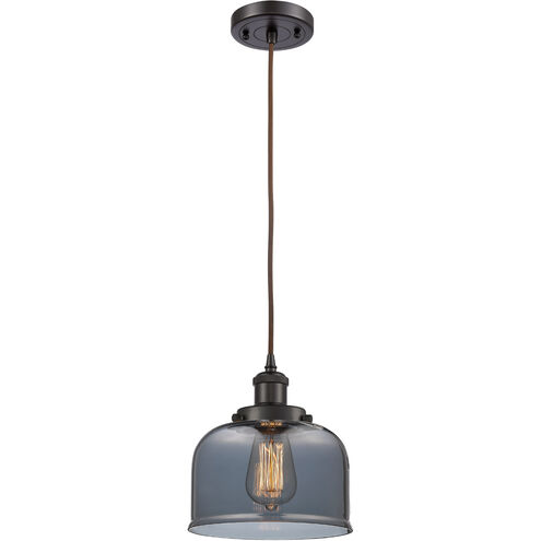 Ballston Large Bell 1 Light 8 inch Oil Rubbed Bronze Mini Pendant Ceiling Light in Plated Smoke Glass, Ballston