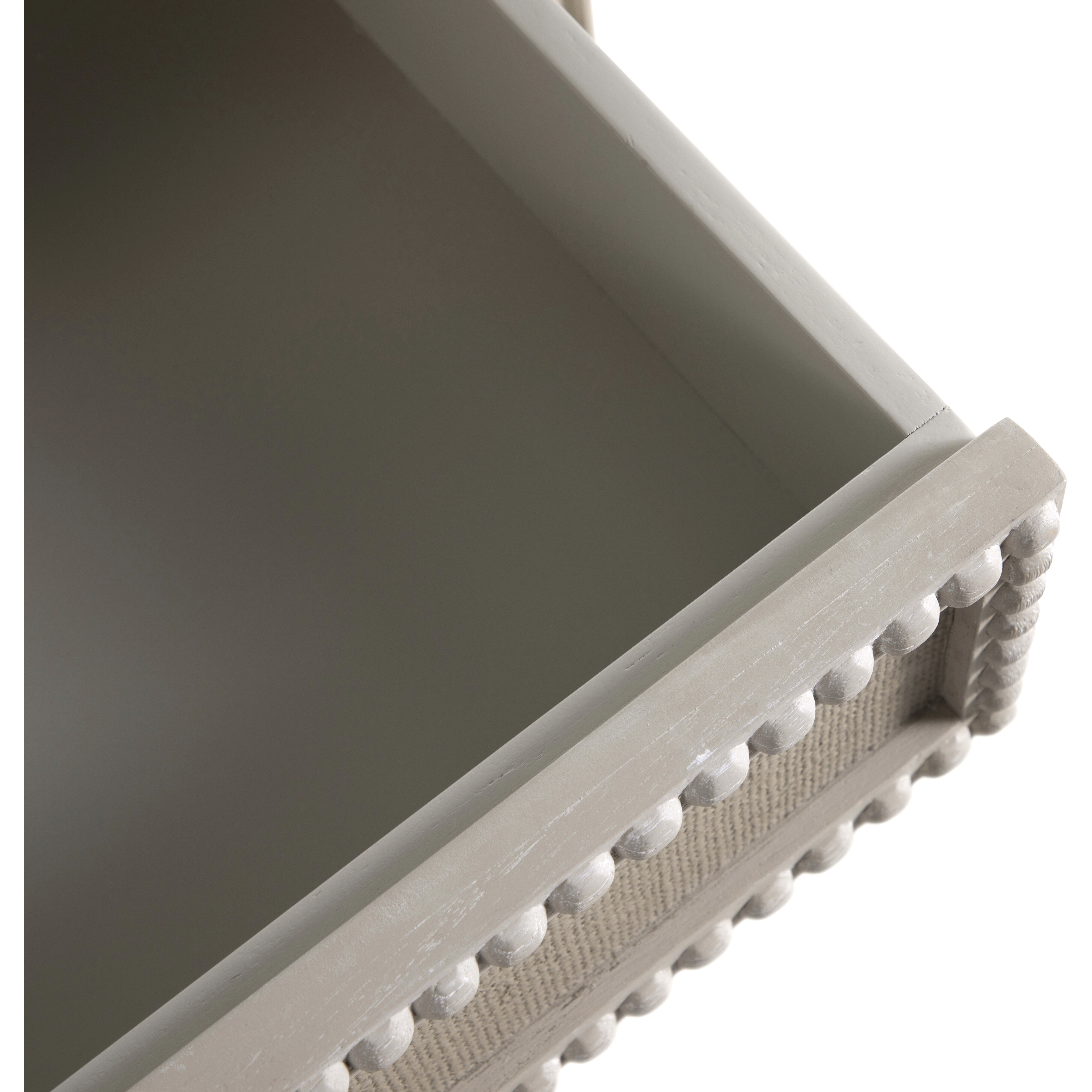 Caroline 30.5 X 30 inch Cerused White and Painted Burlap with Antique Bronze Nightstand