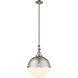 Franklin Restoration Hampden LED 12.88 inch Brushed Satin Nickel Pendant Ceiling Light in Matte White Glass