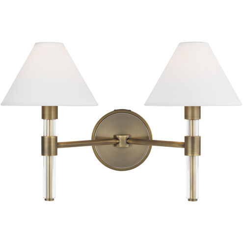 Robert 2 Light 19 inch Time Worn Brass / Clear Acrylic Vanity Light Wall Light