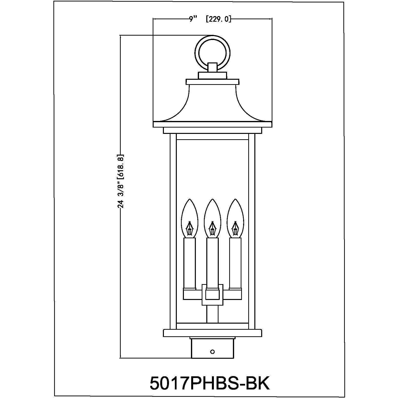 Tiberius 4 Light 24.5 inch Black Outdoor Post Mount Fixture in Clear Seedy Glass