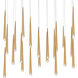 Cascade LED 12 inch Aged Brass Multi-Light Pendant Ceiling Light in 23, Linear, 37in.