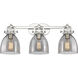 Newton Bell 3 Light 27 inch Polished Nickel Bath Vanity Light Wall Light in Plated Smoke Glass