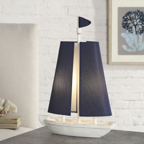 StyleCraft Home Collection L210449DS Maritine 20 inch 15.00 watt White  Colored Base With Navy Blue Shades Table Lamp Portable Light
