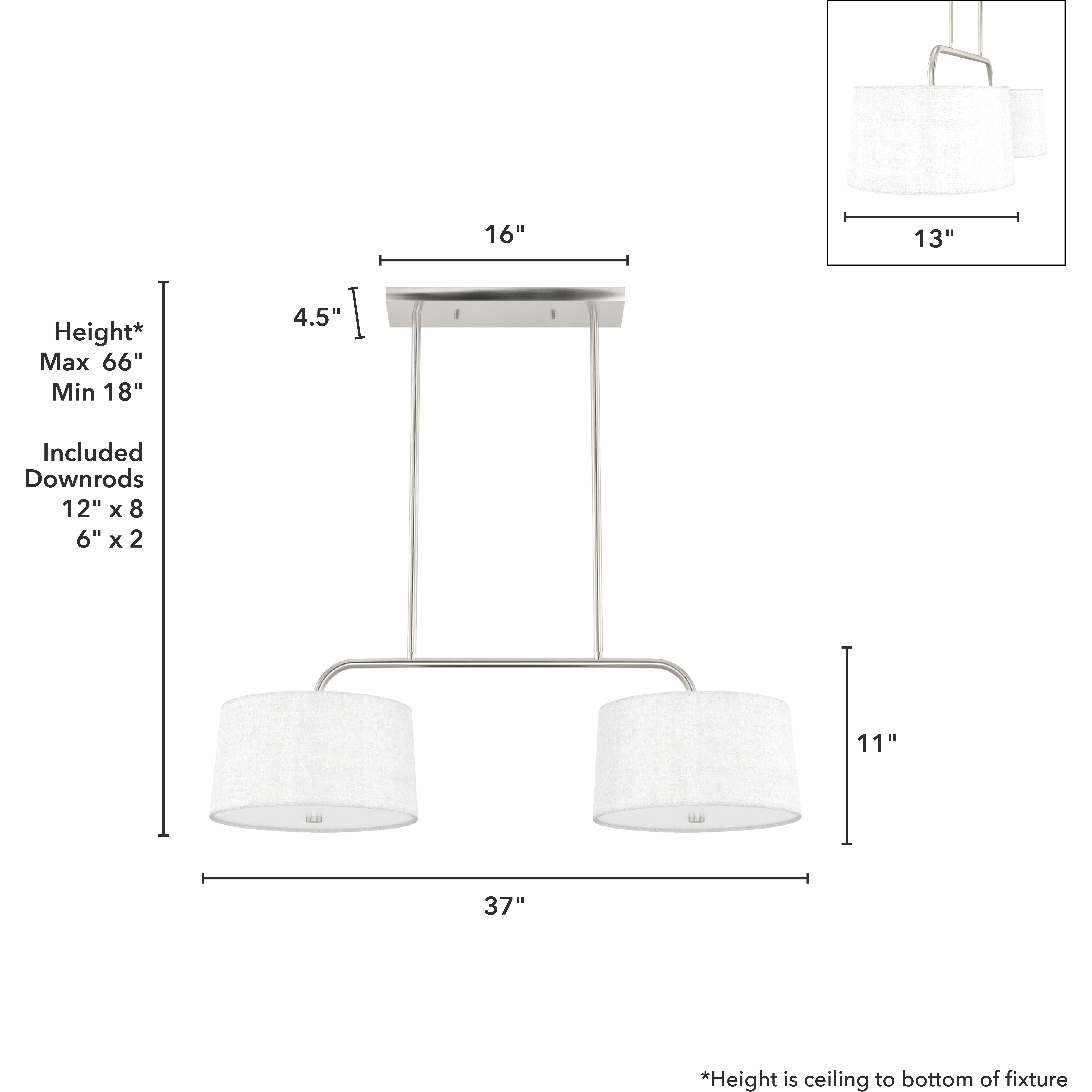 Cottage Hill 4 Light 37 inch Brushed Nickel Linear Chandelier Ceiling Light