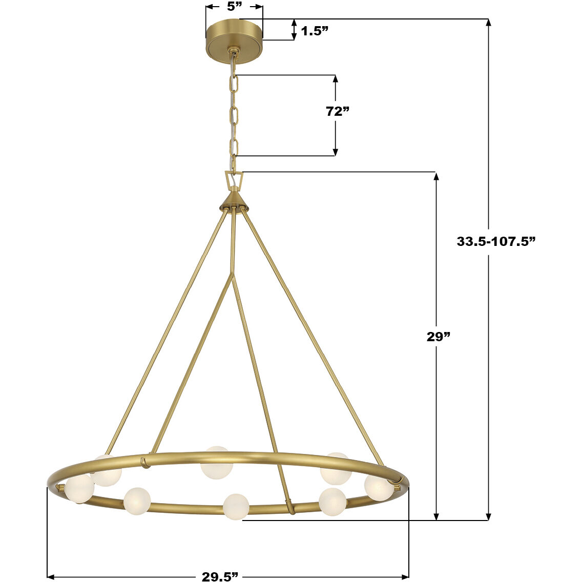 Terrell 8 Light 29.5 inch Luxe Gold Chandelier Ceiling Light