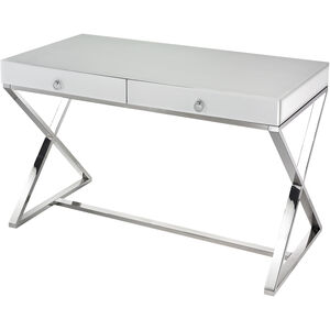 Super White Glass 48 X 25 inch Chrome/White Desk