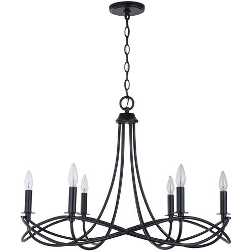 Sonnet 6 Light 30 inch Matte Black Chandelier Ceiling Light