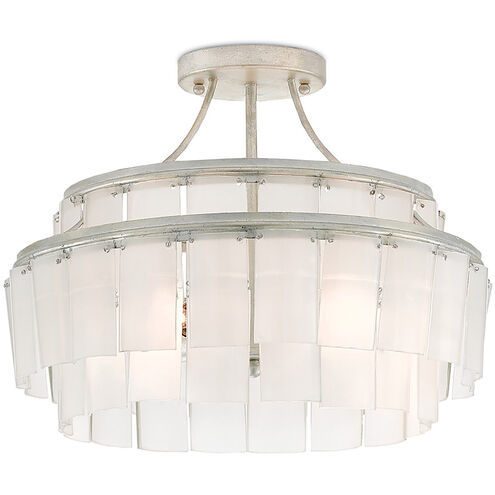 Vintner 3 Light 16 inch Contemporary Silver Leaf Semi-Flush Mount Ceiling Light