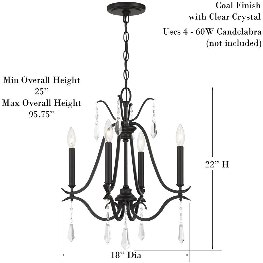 Laurel Estate 4 Light 18 inch Coal Chandelier Ceiling Light