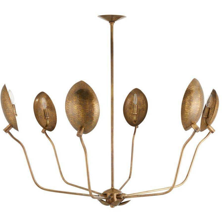 Flores 6 Light 46 inch Vintage Brass Chandelier Ceiling Light
