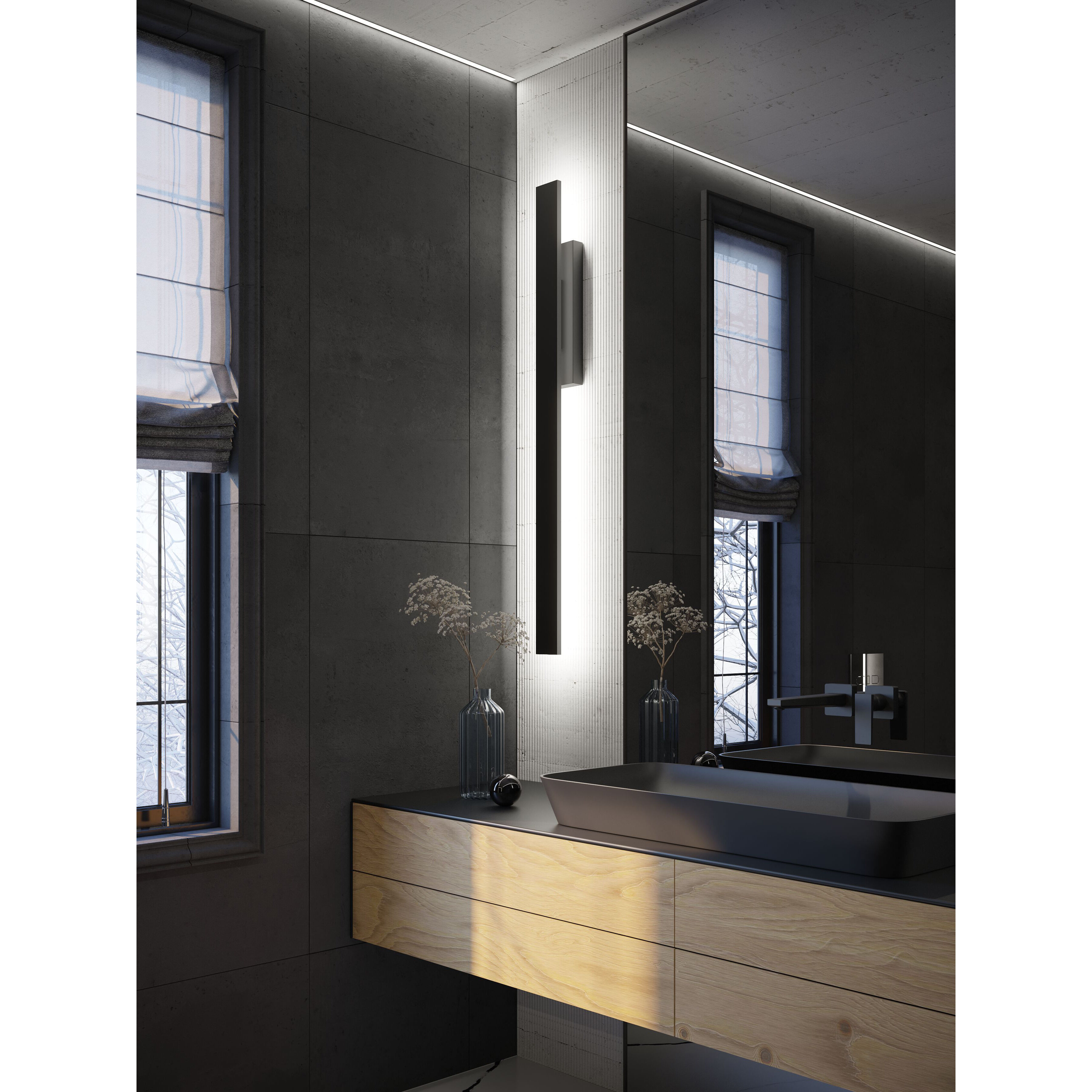 Tru LED 48 inch Black Outdoor Sconce