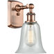 Ballston Hanover 1 Light 6.25 inch Antique Copper Sconce Wall Light in Fishnet Glass, Ballston
