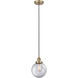 Edison Beacon 1 Light 8 inch Antique Brass Mini Pendant Ceiling Light