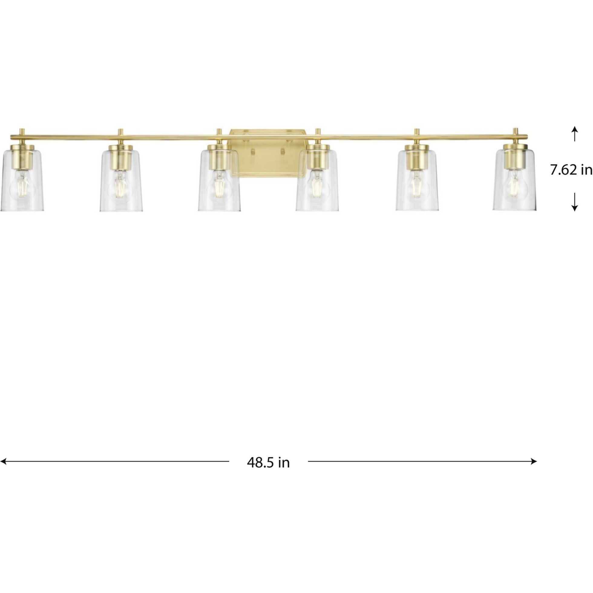 Adley 6 Light 49 inch Satin Brass Bath Vanity Wall Light