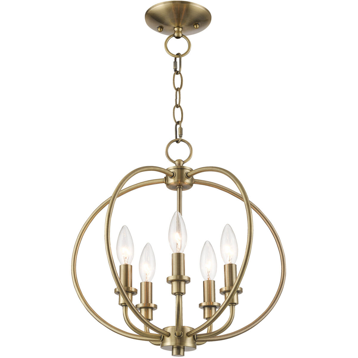 Milania 5 Light 16 inch Antique Brass Convertible Mini Chandelier/Ceiling Mount Ceiling Light