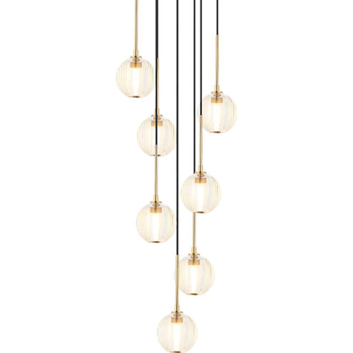 Jemyca 7 Light 19.75 inch Aged Gold Brass Pendant Ceiling Light in Aged Gold Brass and Clear