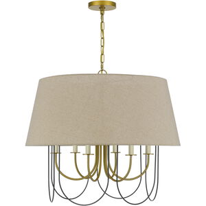 Eupora 6 Light 28 inch Antique Brass and Black Chandelier Ceiling Light