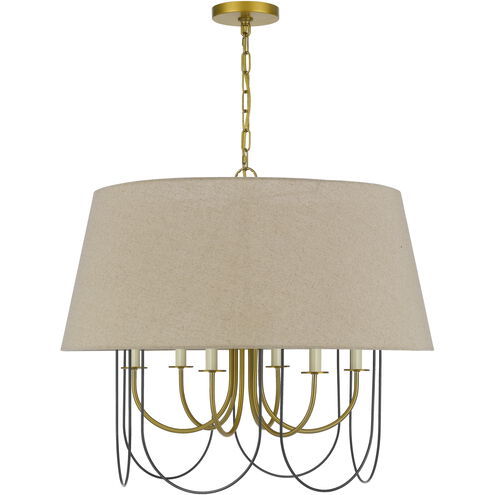 Eupora 6 Light 28 inch Antique Brass and Black Chandelier Ceiling Light