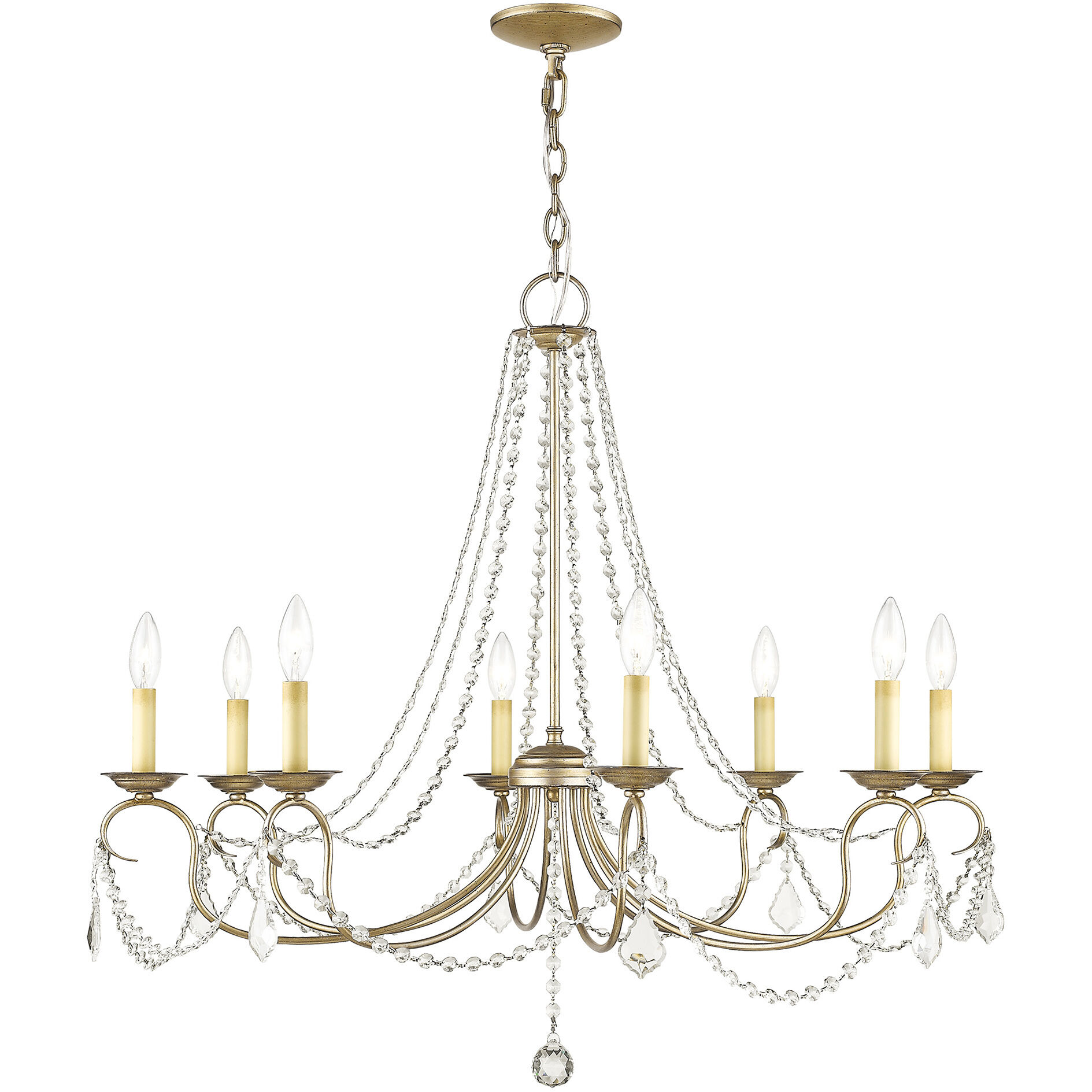Pennington 8 Light 34 inch Hand Painted Antique Silver Leaf Chandelier Ceiling Light