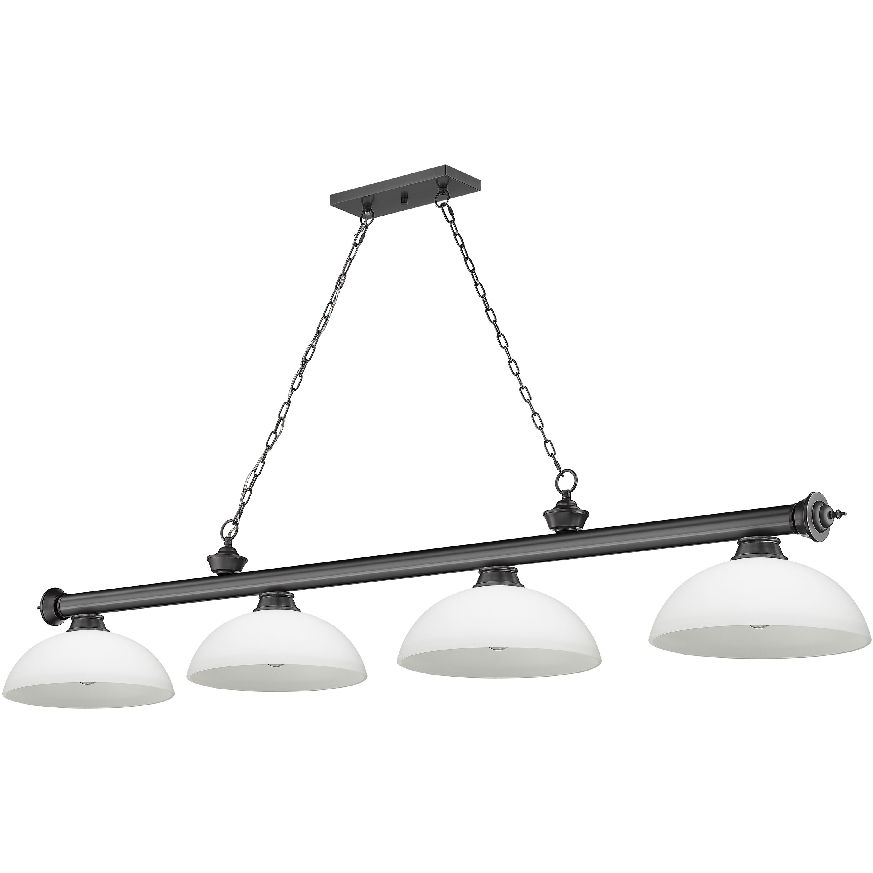 Cordon 4 Light 81.25 inch Bronze Plate Billiard Ceiling Light in Matte Opal Glass