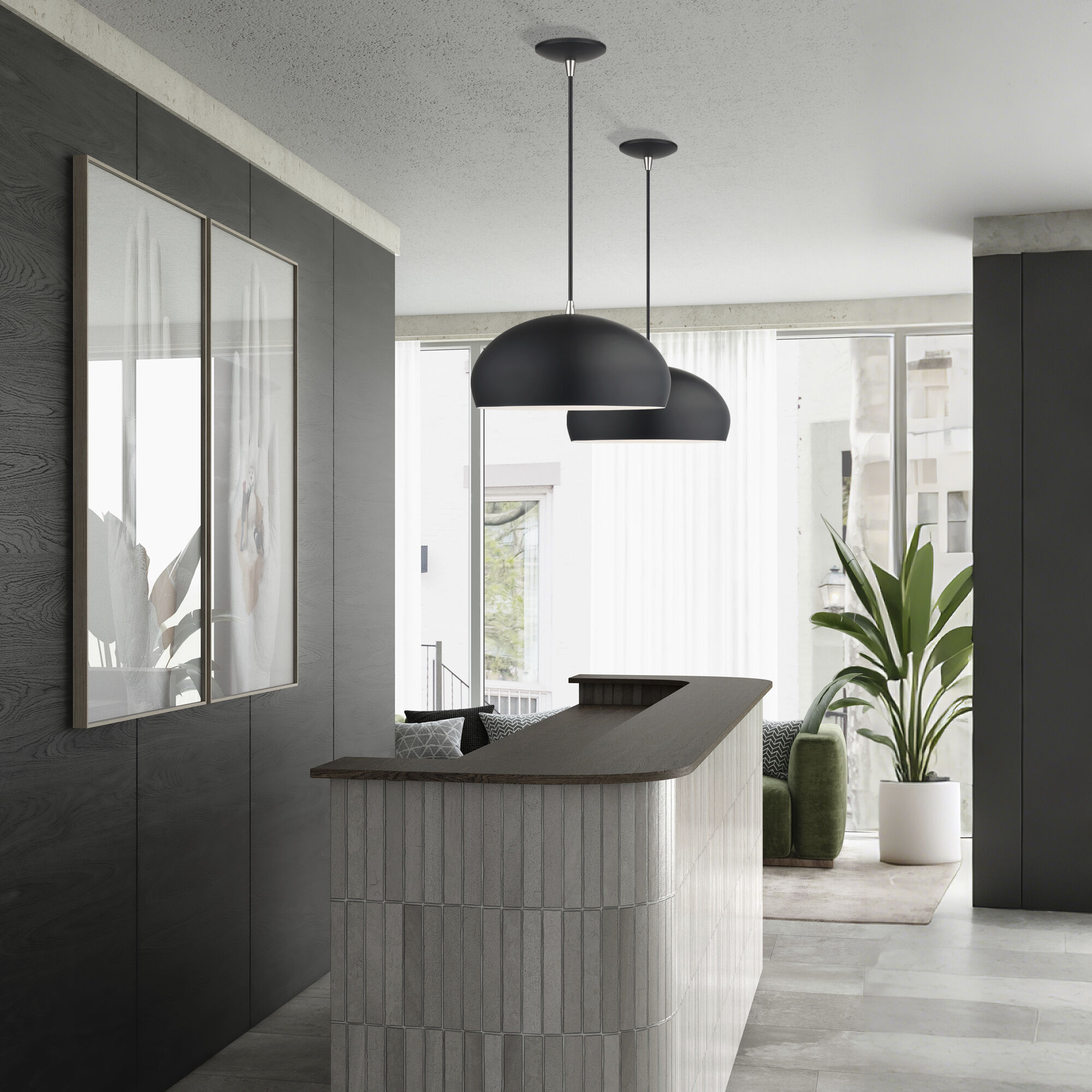 Domma 1 Light 14 inch Black with Brushed Nickel Accents Pendant Ceiling Light