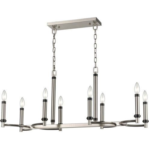 Bedias 8 Light 36 inch Satin Nickel with Matte Black Chandelier Ceiling Light