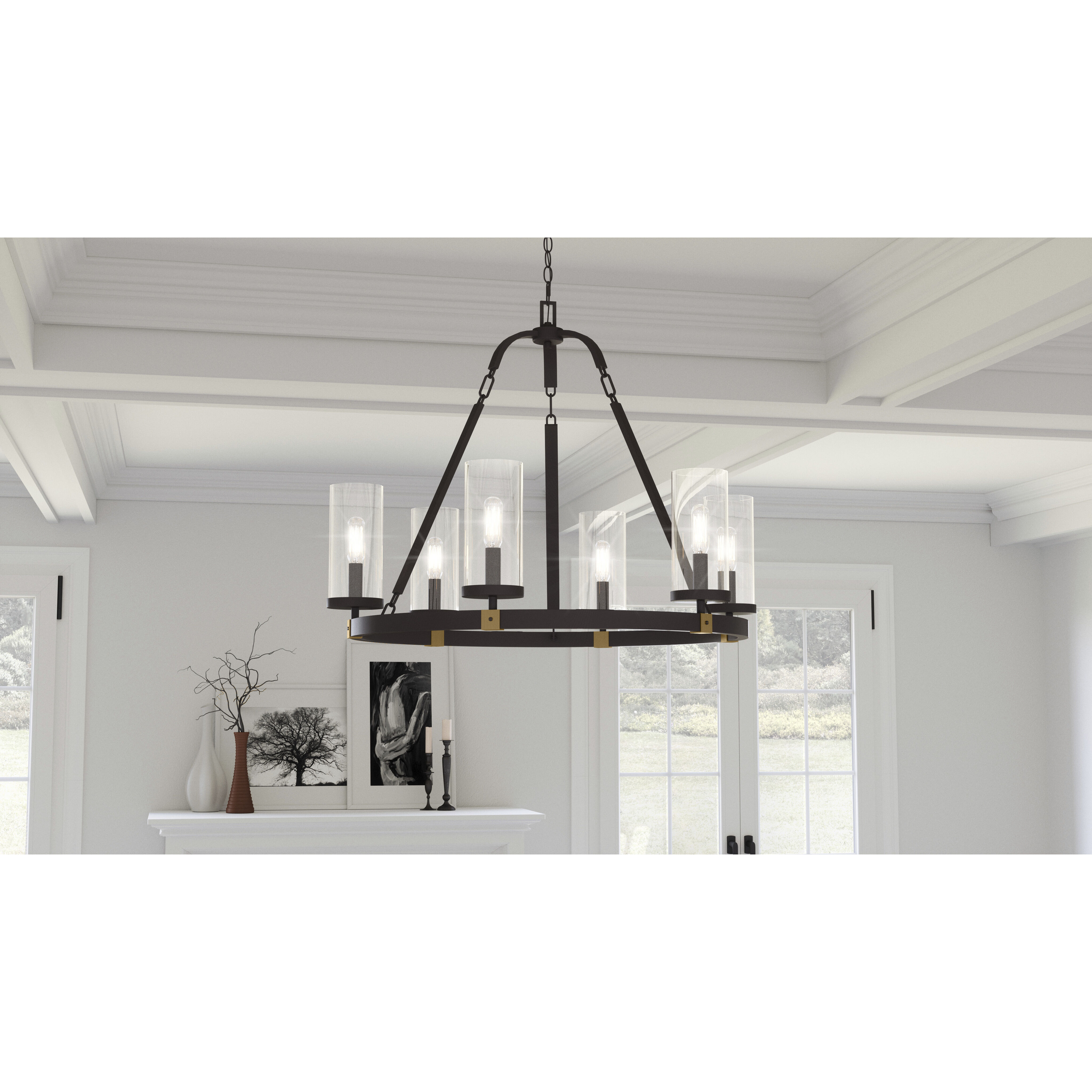 Lisbon 6 Light 26.25 inch Old Bronze Chandelier Ceiling Light