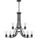 Pruitt 9 Light 34 inch Matte Black Chandelier Ceiling Light