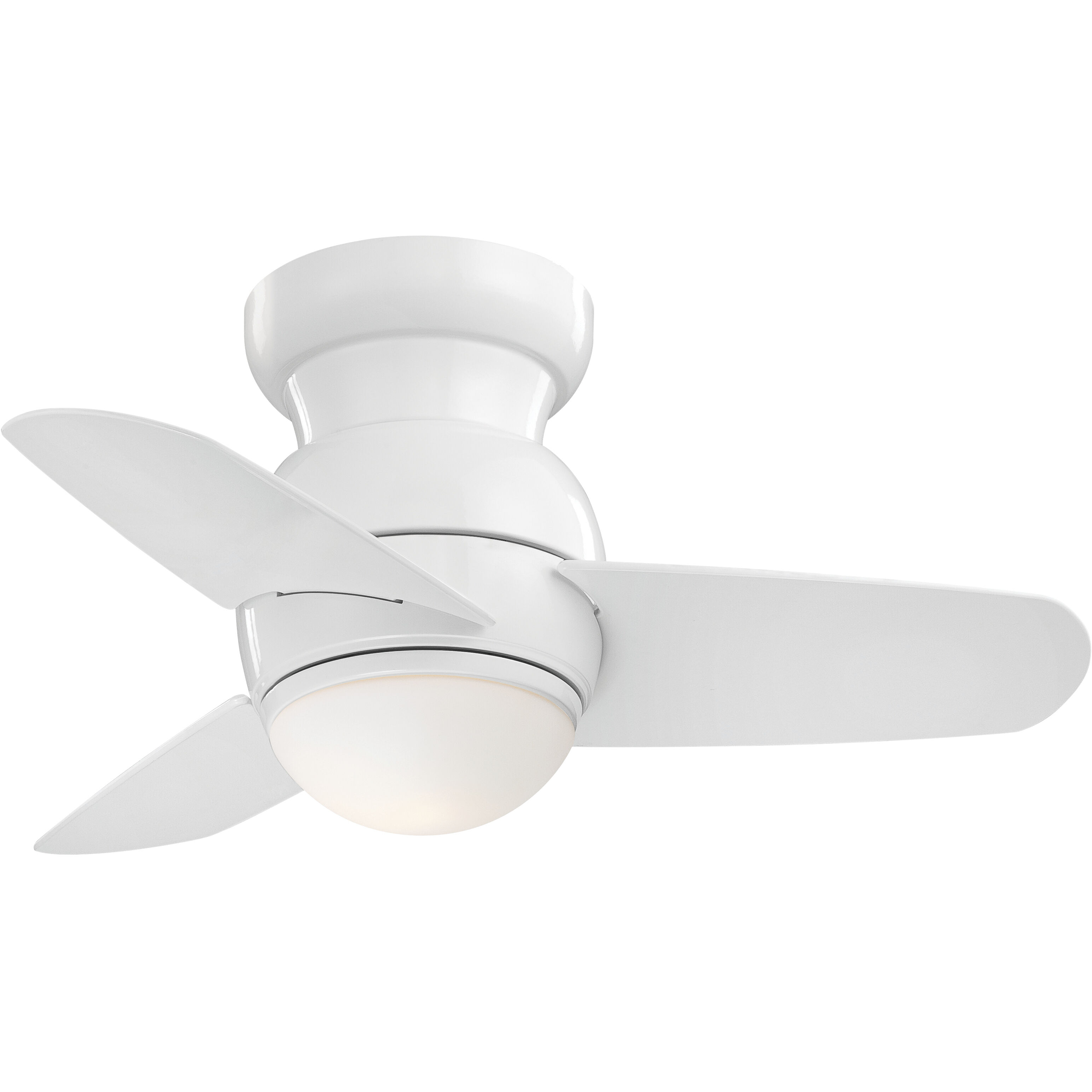 Spacesaver 26 inch White Ceiling Fan in Etched Opal, Flush Mount