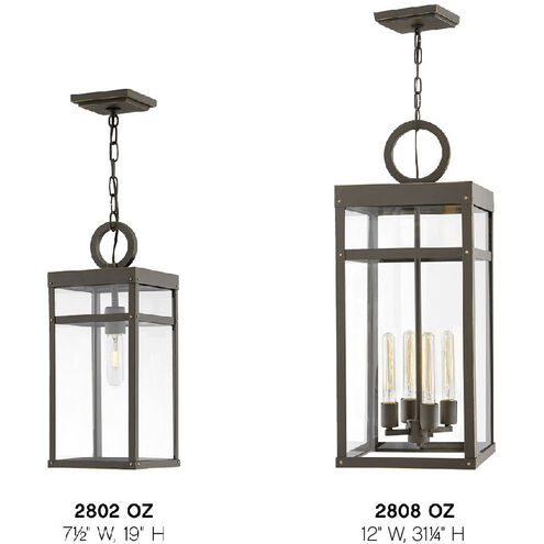 Open Air Porter 4 Light 12 inch Oil Rubbed Bronze Outdoor Hanging in Non-LED, Estate Series
