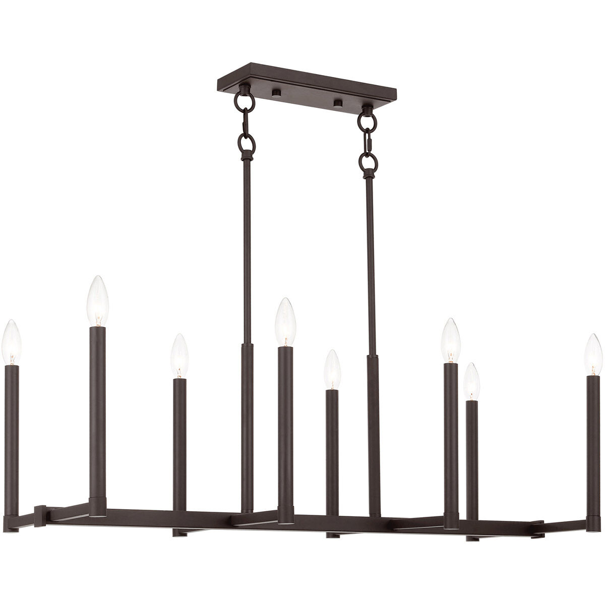 Alpine 8 Light 37 inch Bronze Linear Chandelier Ceiling Light