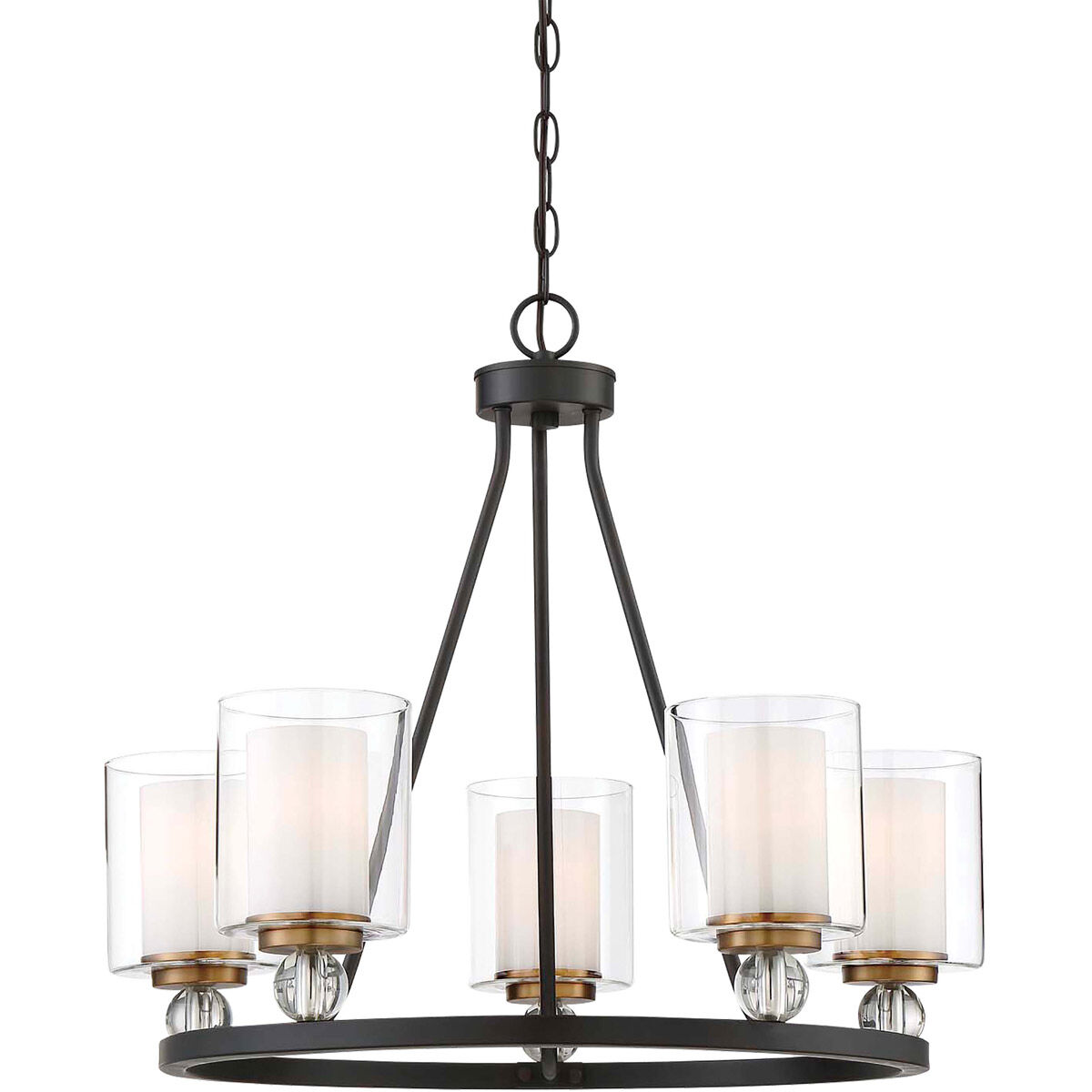 Studio 5 5 Light 26 inch Painted Bronze/Natural Brush Chandelier Ceiling Light