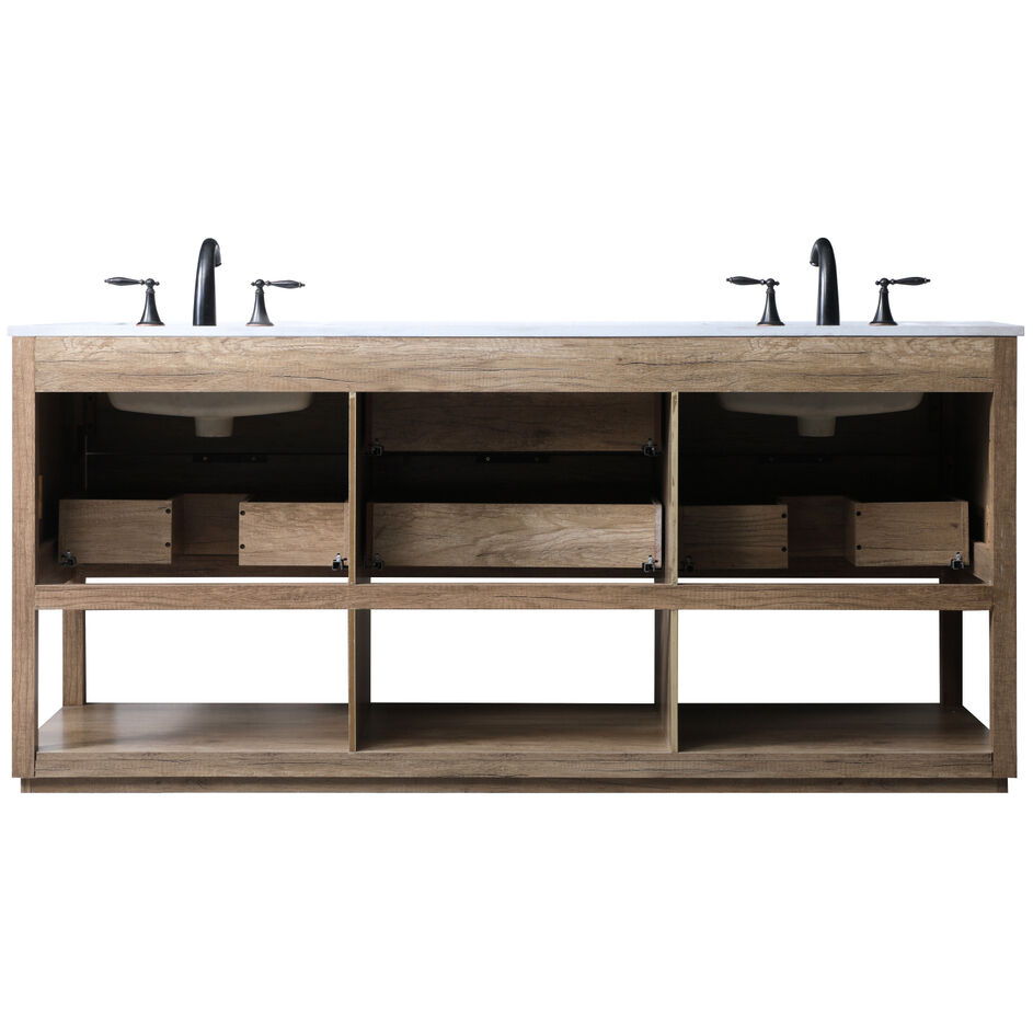 Larkin 72 X 22 X 34 inch Natural Oak Vanity Sink Set