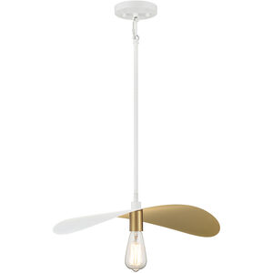 Stella 1 Light 20 inch White and Painted Gold Pendant Ceiling Light in White with Natural Brass
