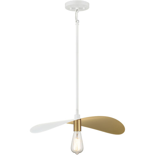Stella 1 Light 20 inch White and Natural Brass Pendant Ceiling Light in White with Natural Brass