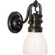Chapman & Myers Yoke 1 Light 5 inch Bronze Suspended Bath Sconce Wall Light in White Glass
