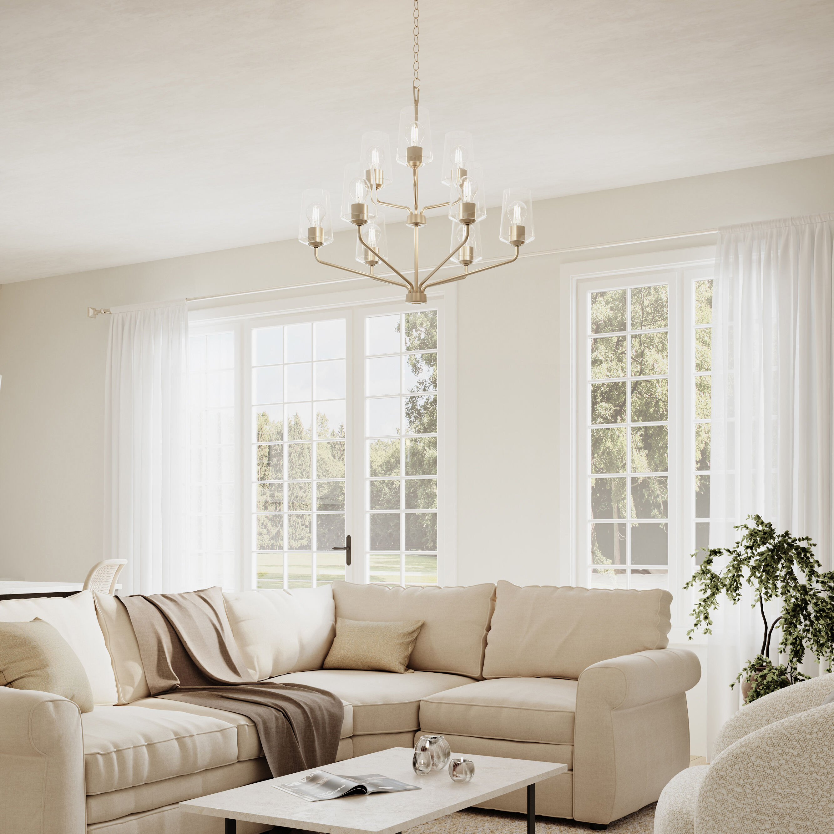 Celino 9 Light 32 inch Brushed Nickel Chandelier Ceiling Light