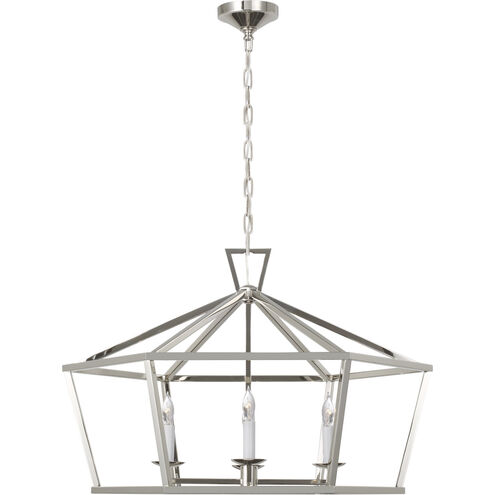 Chapman & Myers Darlana LED 32 inch Polished Nickel Hexagonal Lantern Pendant Ceiling Light